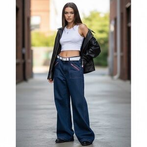 Vintage Kik Girl Blue Wide Leg Jeans for Women